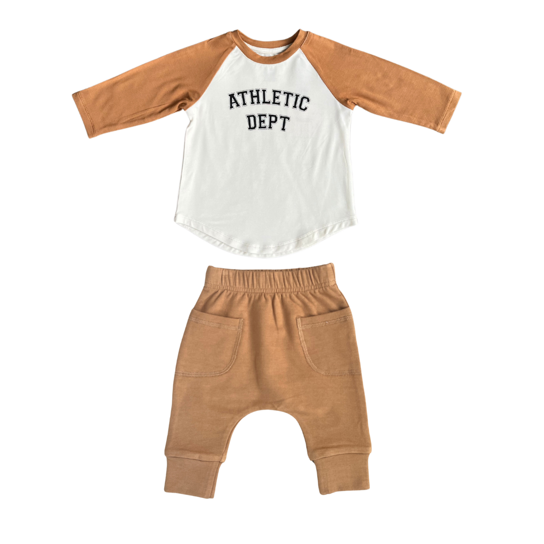 Babysprouts Athletic Dept 3/4 Sleeve Tee + Toffee Pocket Pants