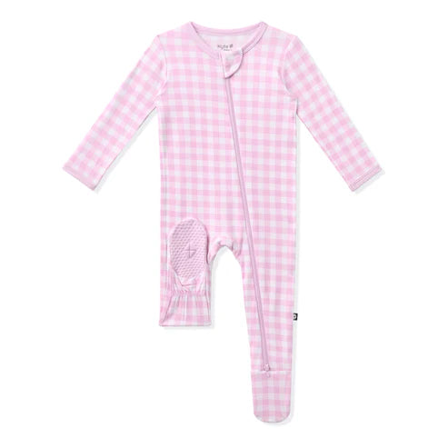 Kyte Baby Zippered Footie / Gingham Thistle