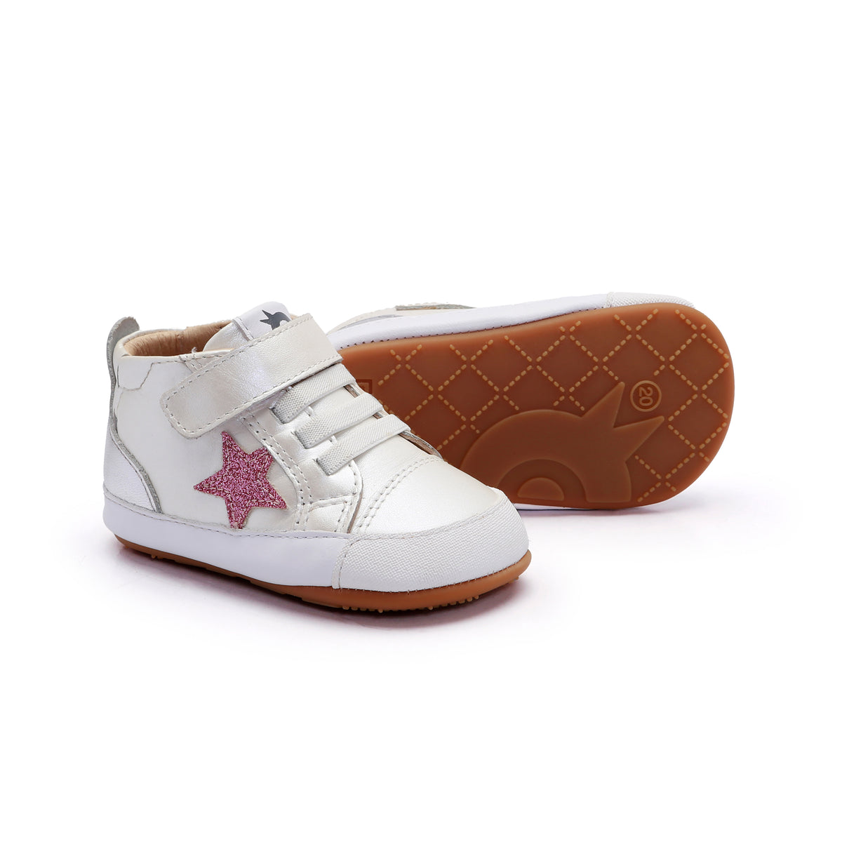 Old Soles Baby Shoes / Platinum Bub Glam Pink-Silver Narcado Blanco