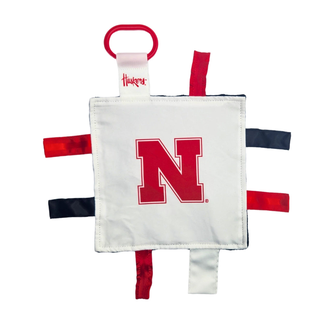 Nebraksa Cornhuskers Tag Sensory Lovey Toy