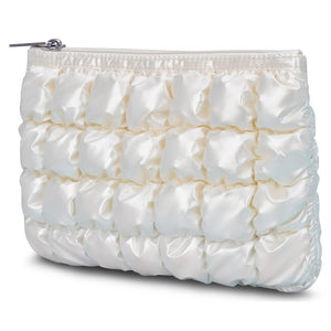 Pearl White Shiny Puffer Pouch