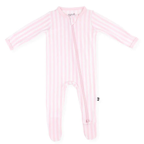 Kyte Baby Zippered Footie / Small Sakura Stripe