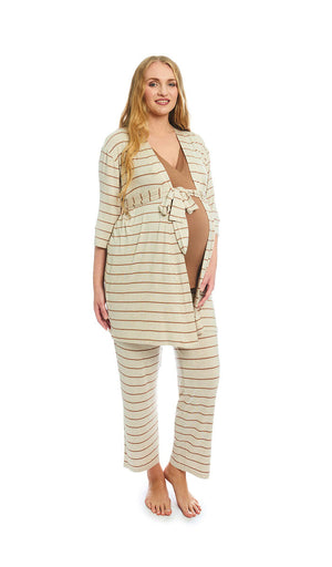 Everly Grey Analise 3-Piece PJ Set / Mocha Stripe