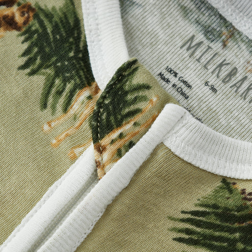 Milkbarn Organic Cotton Zipper Footed Romper / Forest Party