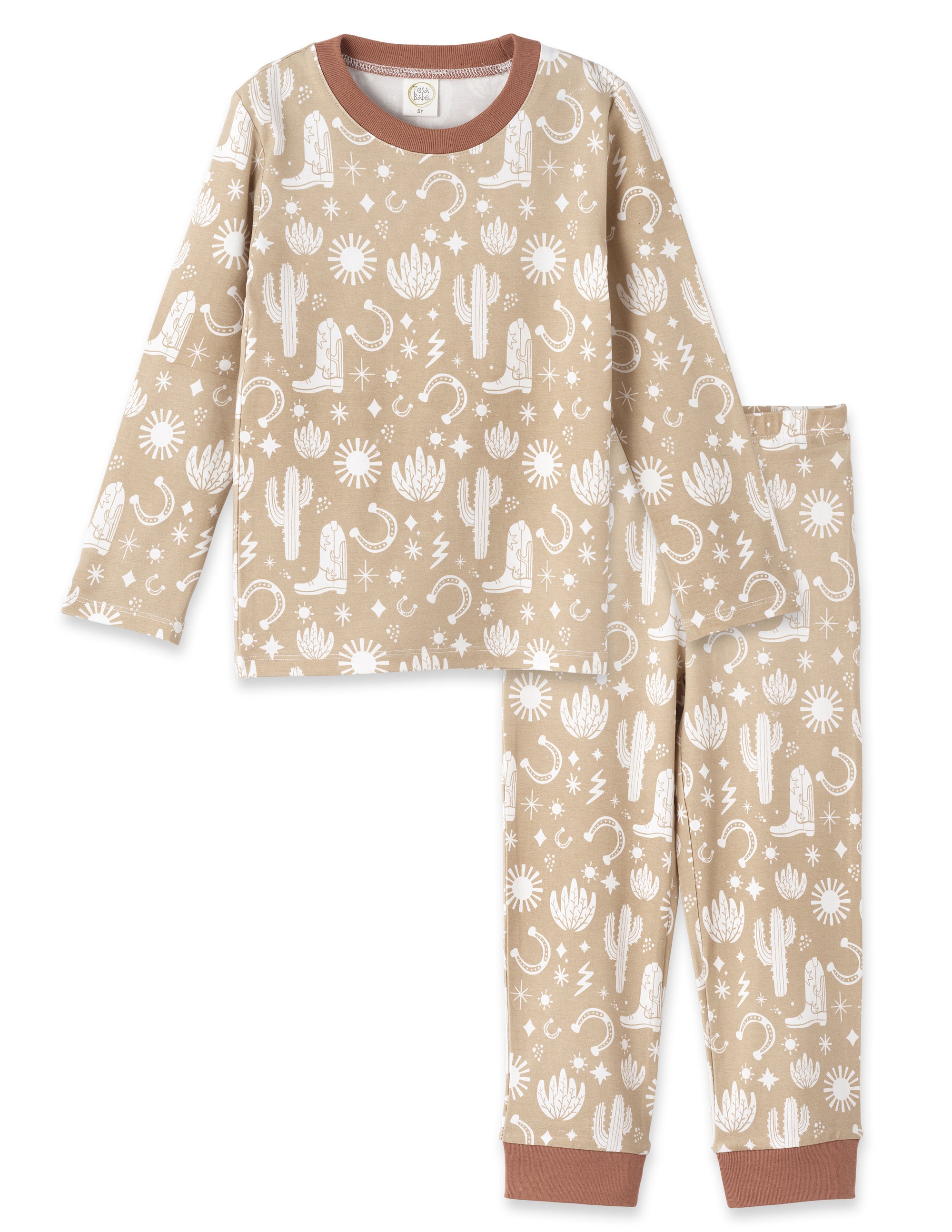 Wild West Bamboo Pajama Set / Beige