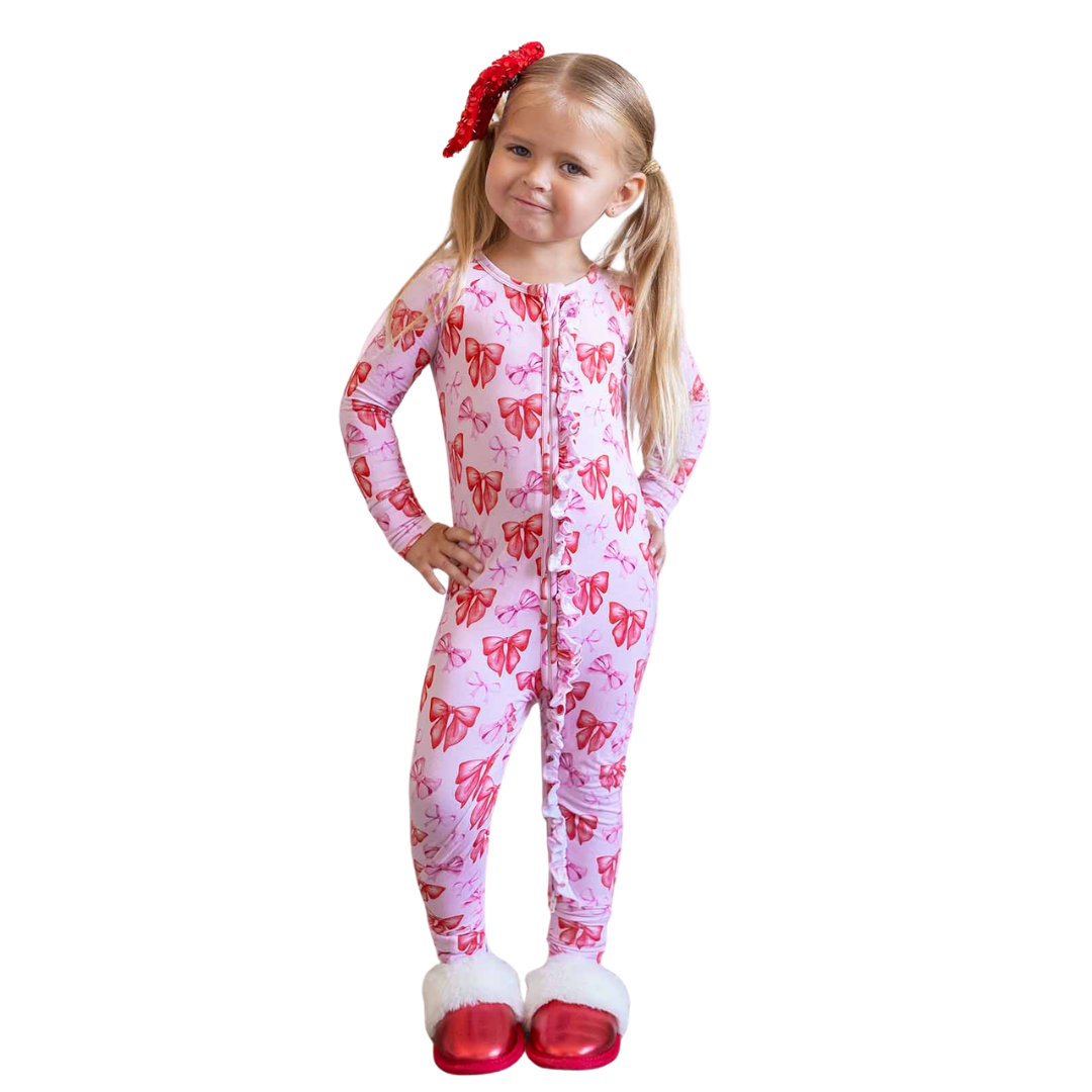 Lev Baby Ruffled Poppy Convertible Romper / Bows (Catalina)