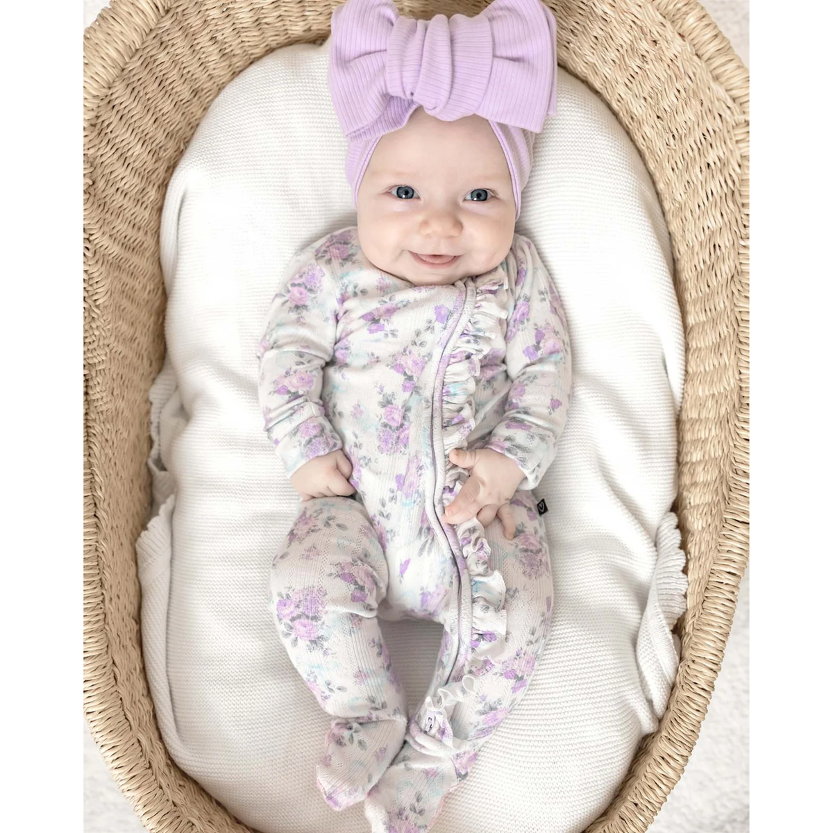 Lev Baby Ruffled Zippered Footie / Etta Floral