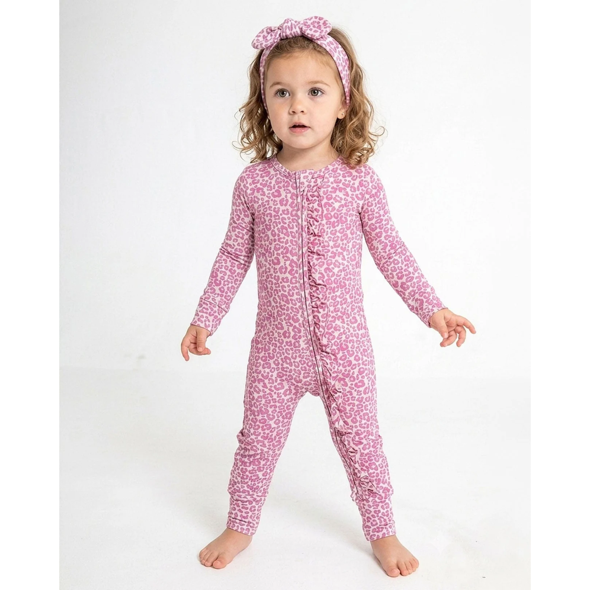 Lev Baby Poppy Convertible Romper / Mia Pink Leopard