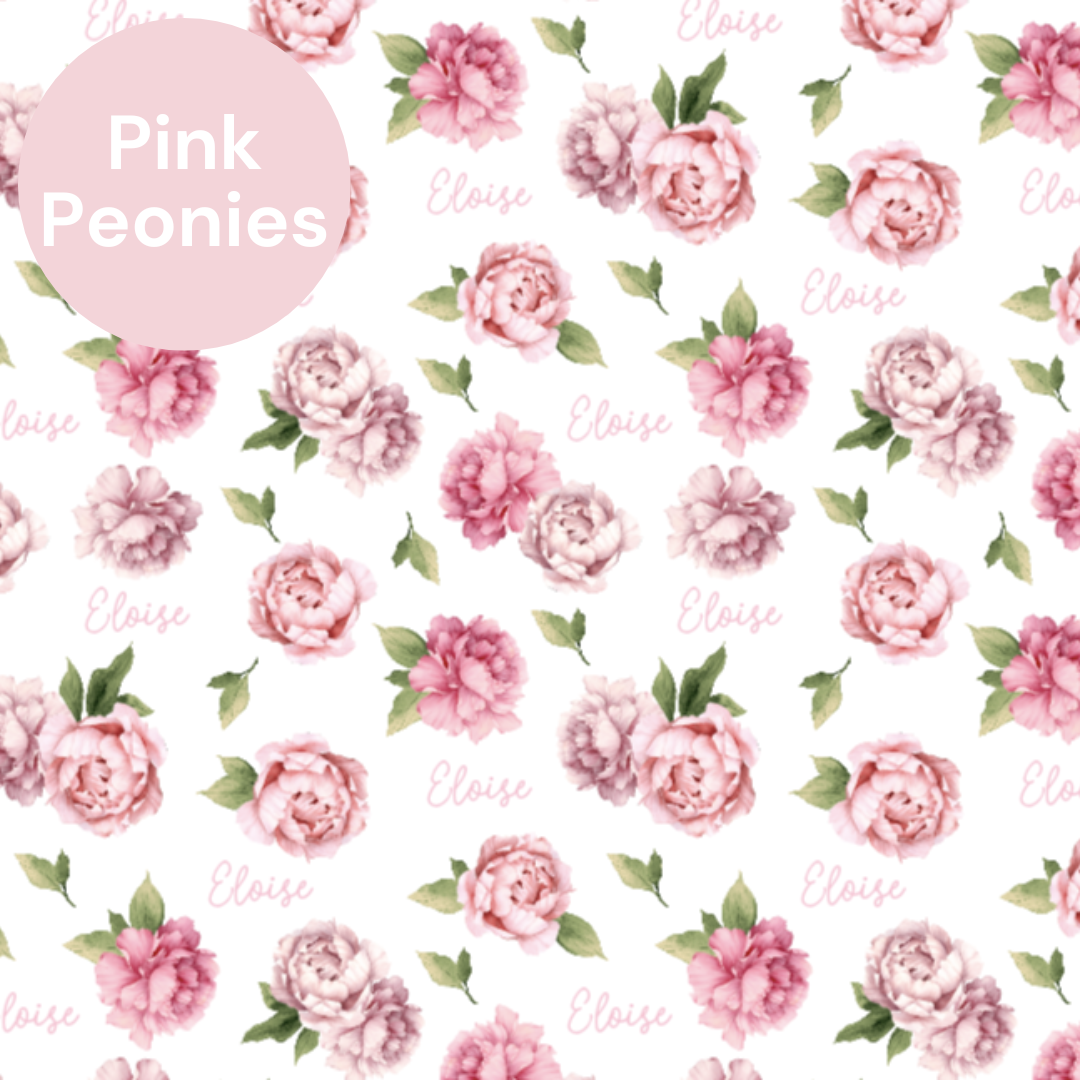 Plush Minky Fleece Personalized Blanket | Peonies