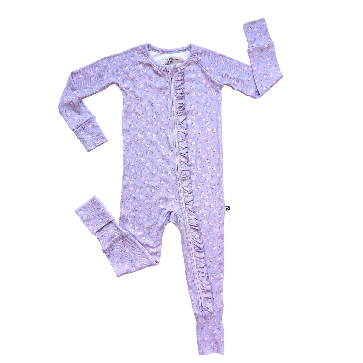 Lev Baby Ruffled Poppy Convertible Romper / Lila Lavender
