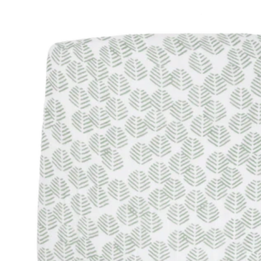 Little Unicorn Cotton Muslin Crib Sheet / Leaf Motif