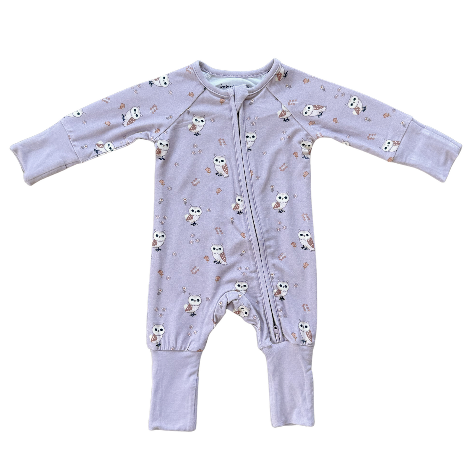 Babysprouts Zip Romper / Lavender Owl
