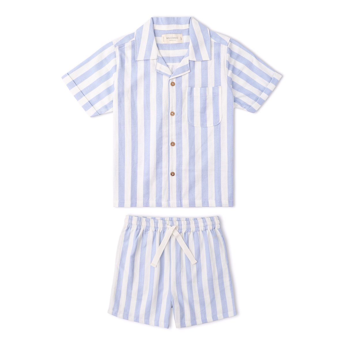 Organic Shirt & Short Set / Blue Stripe