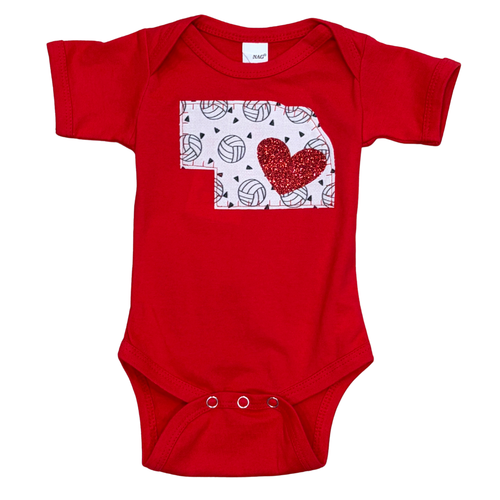 Volleyball State Glitter Heart Onesie