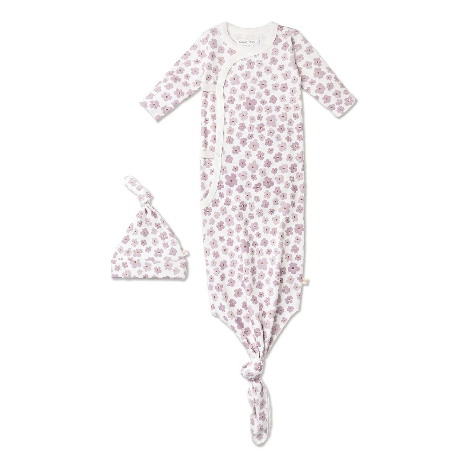 Organic Knotted Sleep Gown & Hat / Poppy