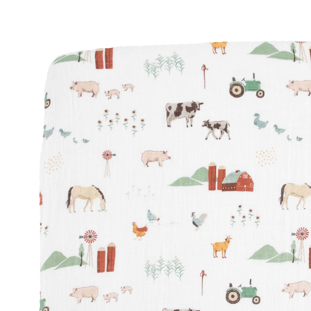 Little Unicorn Cotton Muslin Crib Sheet / Farmyard