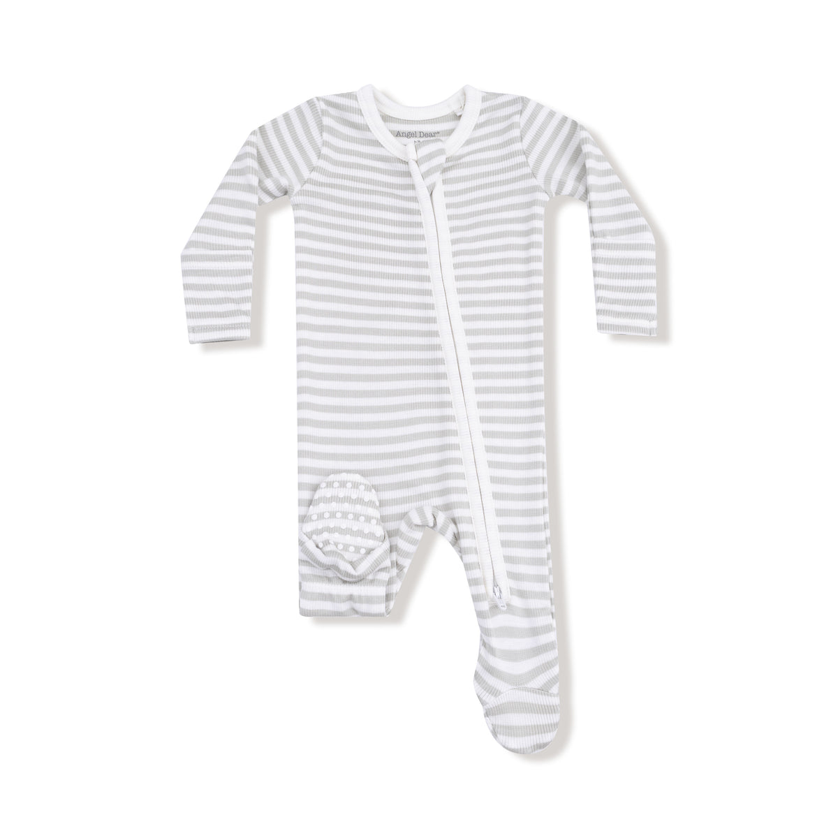 Mineral Grey Stripe 2 Way Zipper Footie