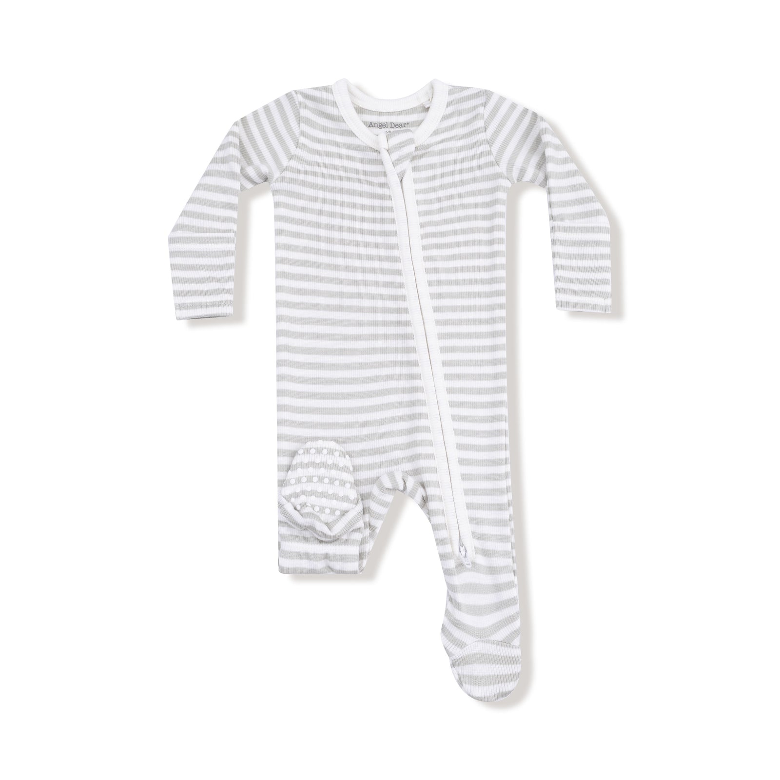 Mineral Grey Stripe 2 Way Zipper Footie