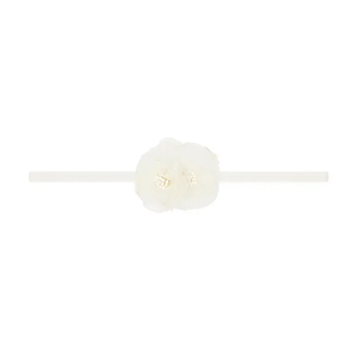 Baby Bling Flower Skinny Headband / Mini Magnolia - Ivory