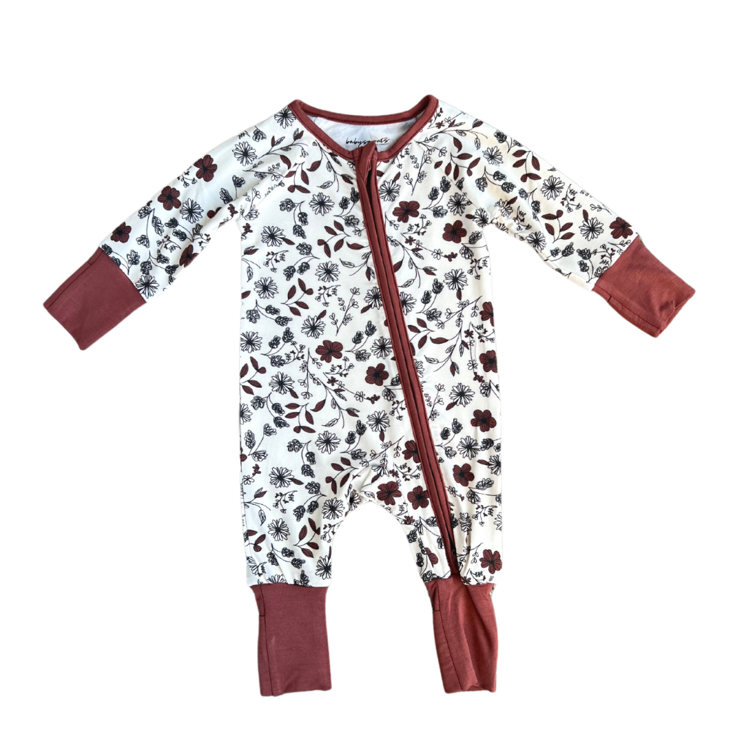 Babysprouts Footless Romper / Mahogany Floral