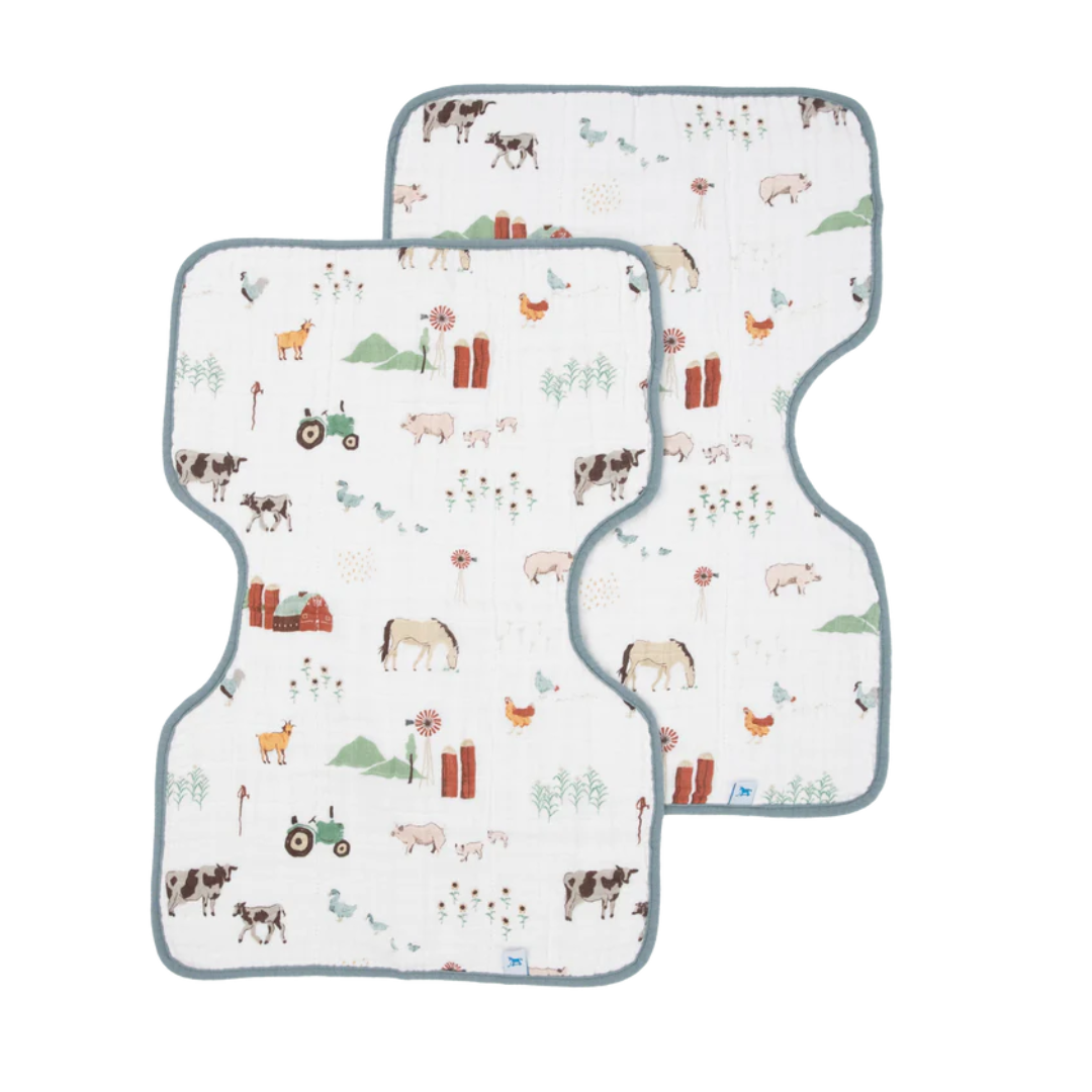 Little Unicorn Cotton Muslin Burp Cloth 2 Pack / Farmyard