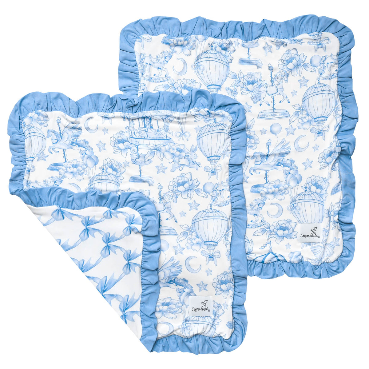 Copper Pearl Ruffled Bamboo Security Blanket Set / Vintage Carnival