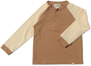 Me & Henry Lugogg Raglan Long Sleeve Henley / Beige & Cream