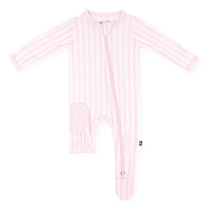 Kyte Baby Zippered Footie / Small Sakura Stripe