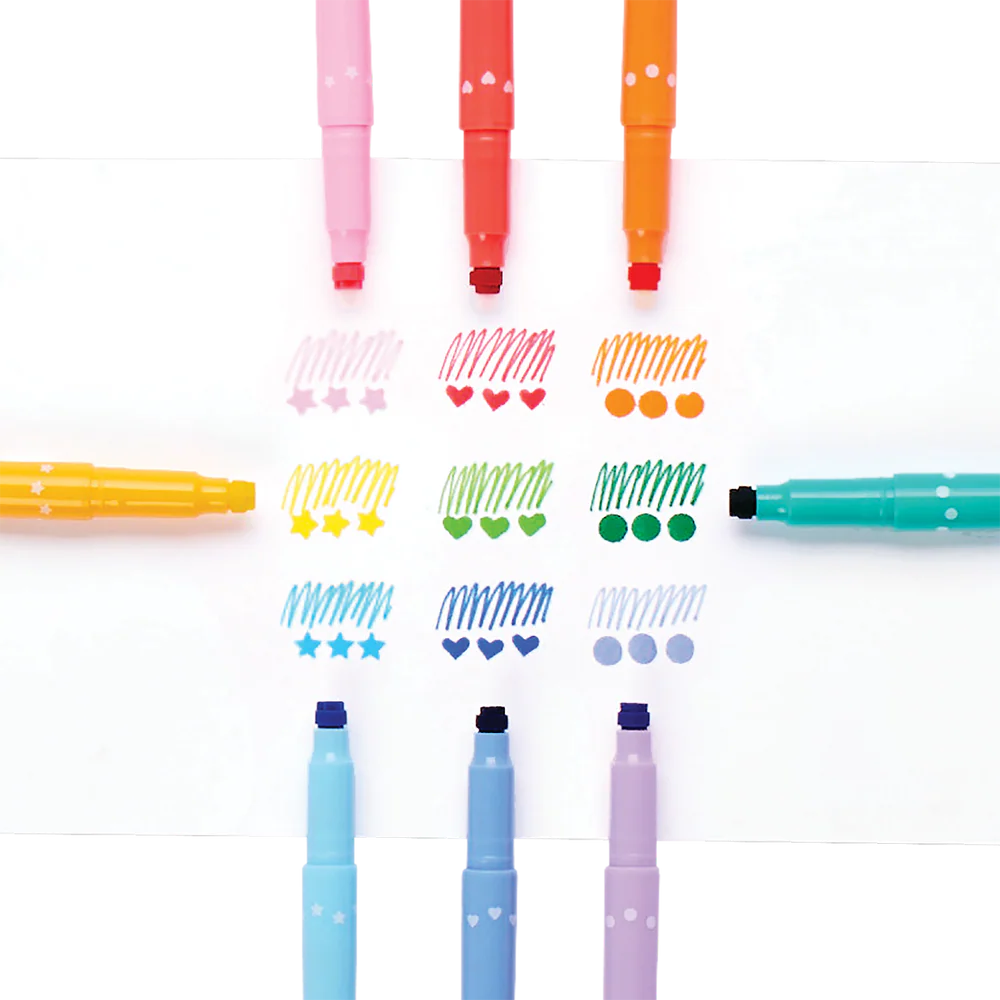 Confetti Stamp Double-Ended Markers (Set of 9)