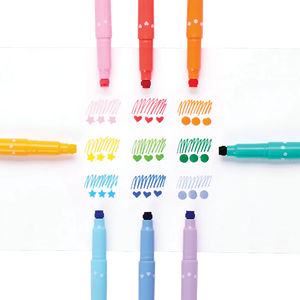 Confetti Stamp Double-Ended Markers (Set of 9)