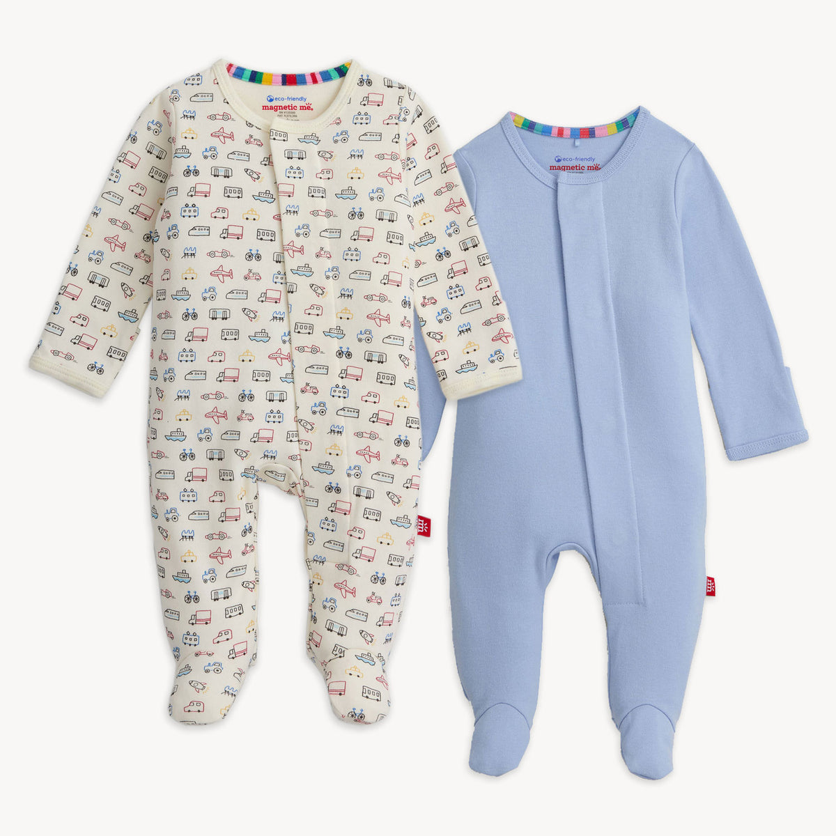Magnetic Me Organic Cotton Footie 2-Pack / Blue & Cars