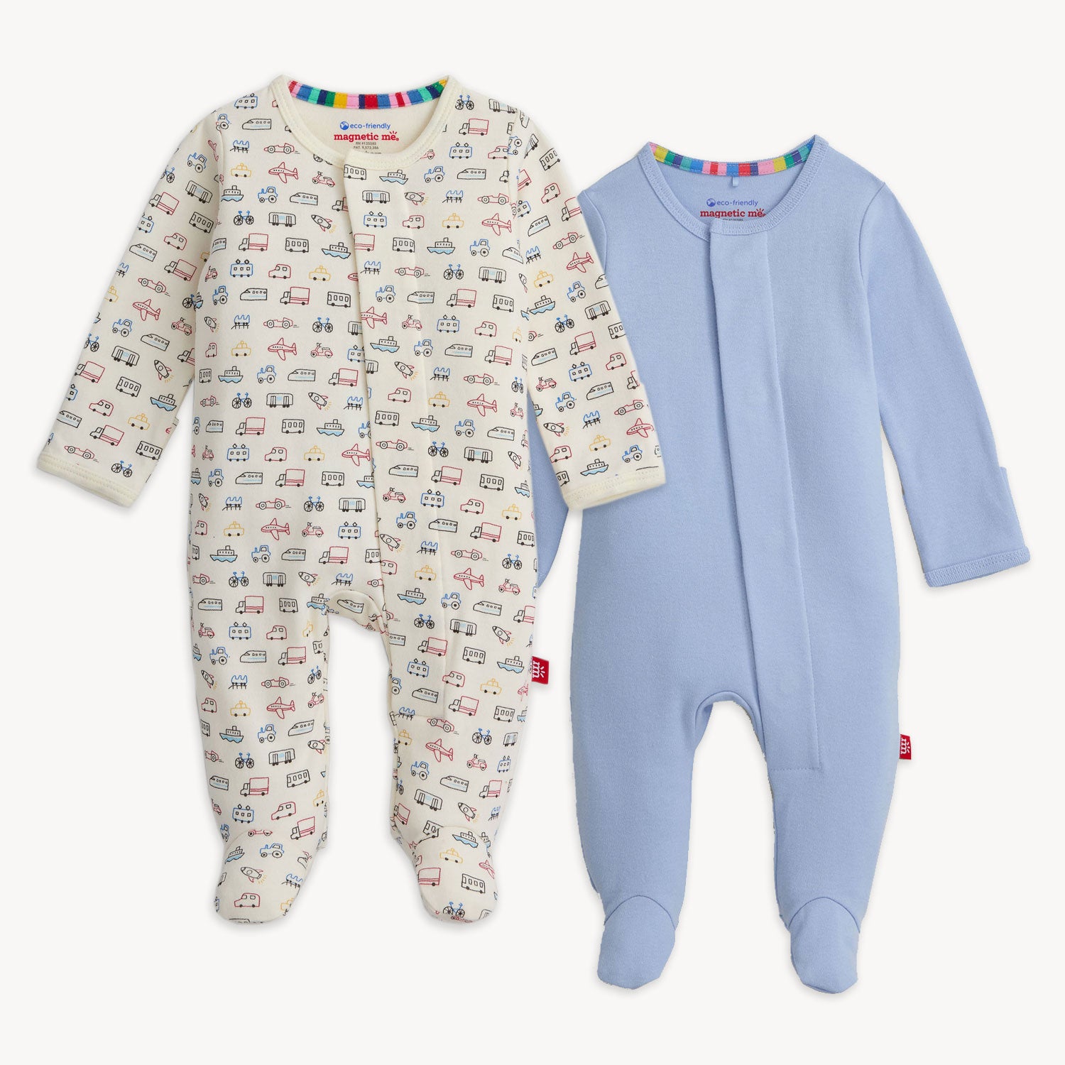 Magnetic Me Organic Cotton Footie 2-Pack / Blue & Cars