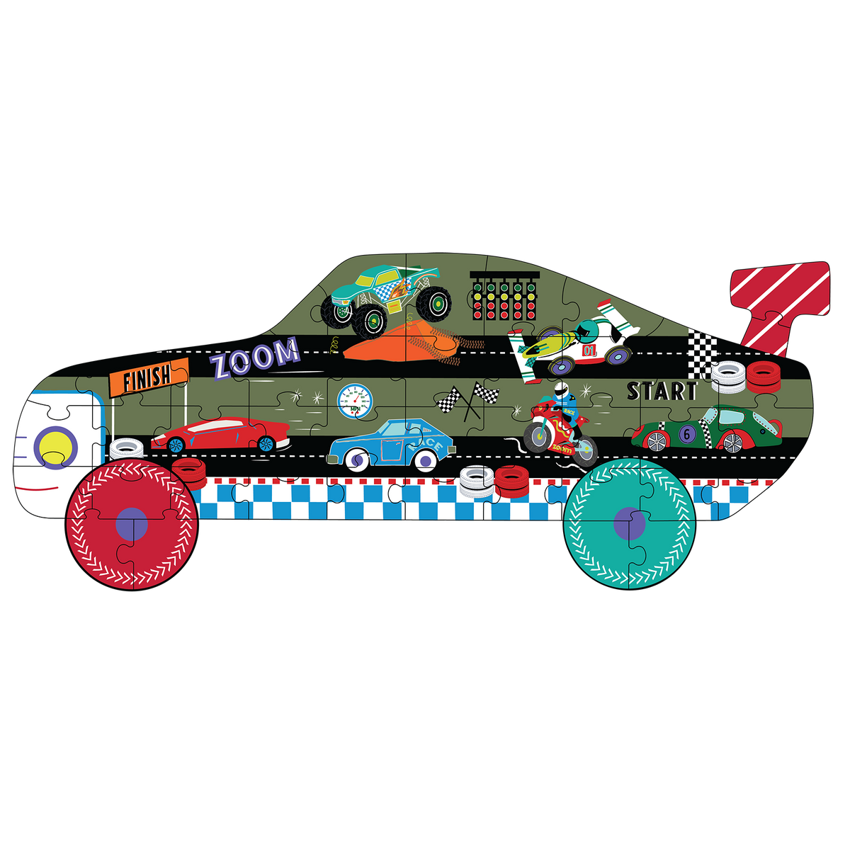 Racing Car Shaped Jigsaw Puzzle - 40PC