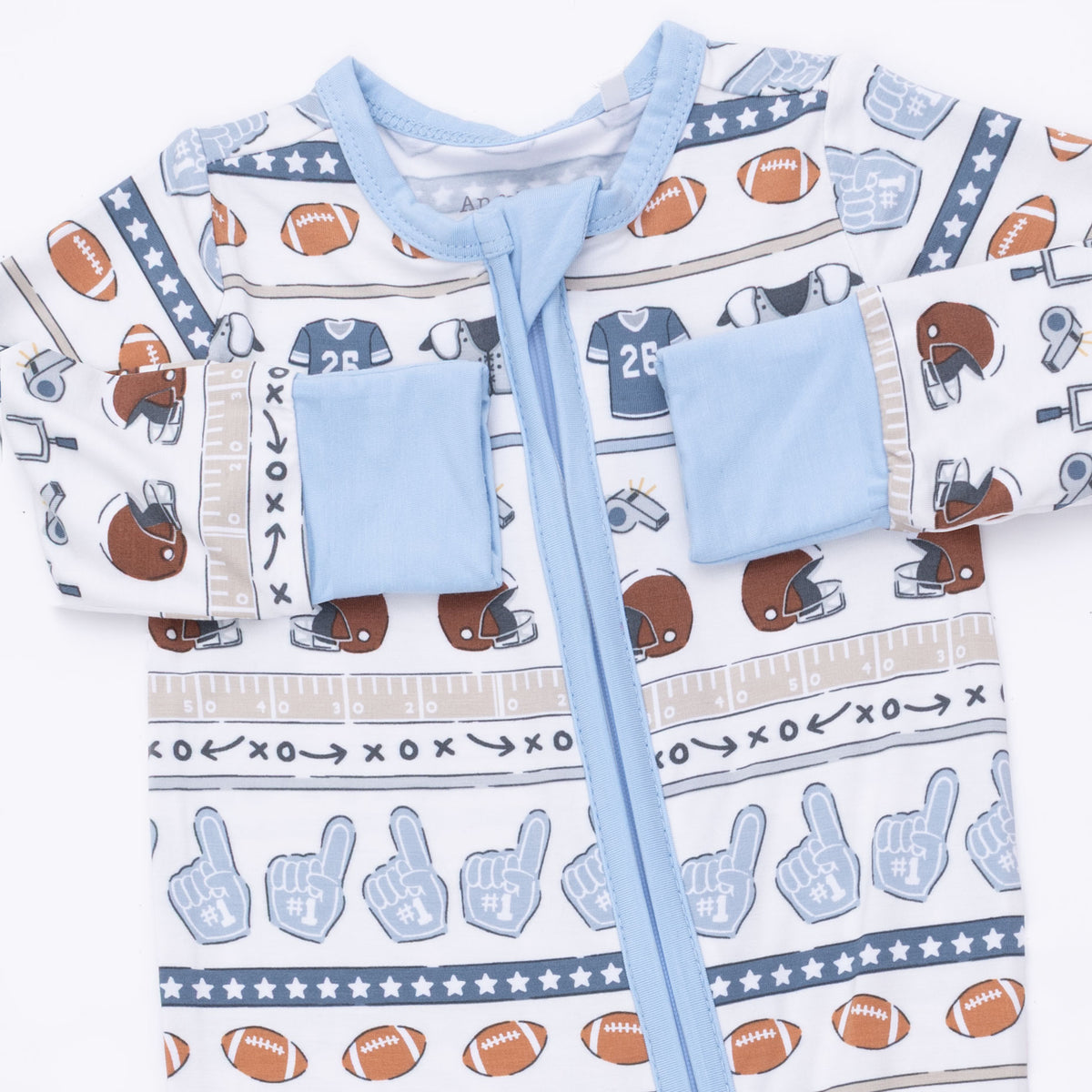 Football Stripe 2 Way Zipper Convertible Romper