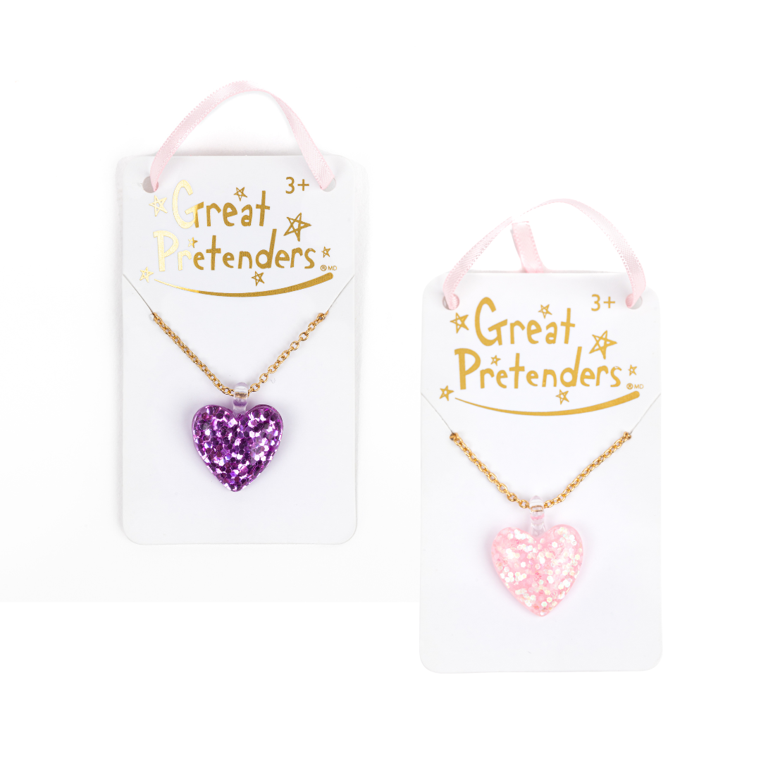 Glitter Heart Necklace - Assorted