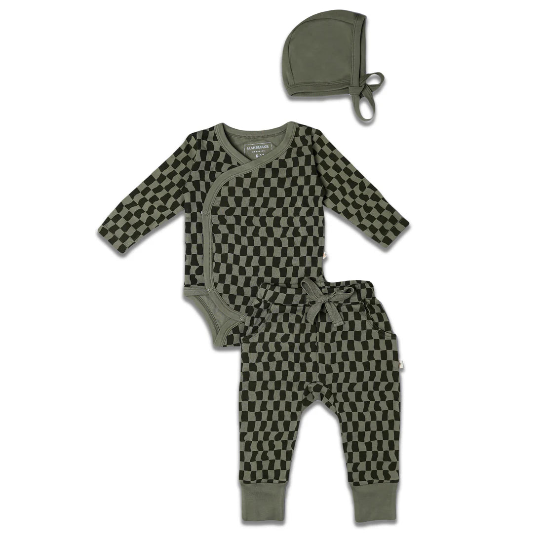 Organic Kimono Onesie & Pant Set / Checker