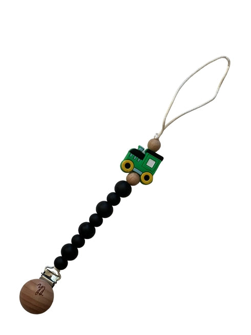 Grande Pacifier & Toy Clip - Green Tractor