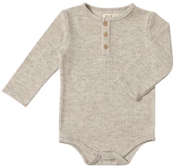 Me & Henry Aynor Henley Onesie / Heathered Grey