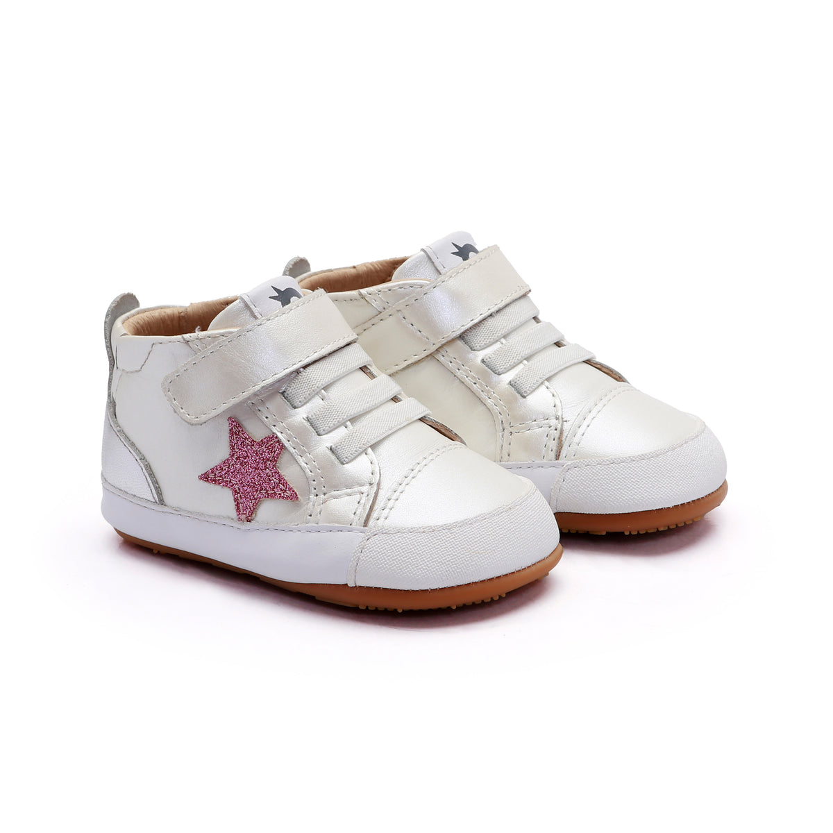 Old Soles Baby Shoes / Platinum Bub Glam Pink-Silver Narcado Blanco