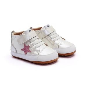 Old Soles Baby Shoes / Platinum Bub Glam Pink-Silver Narcado Blanco