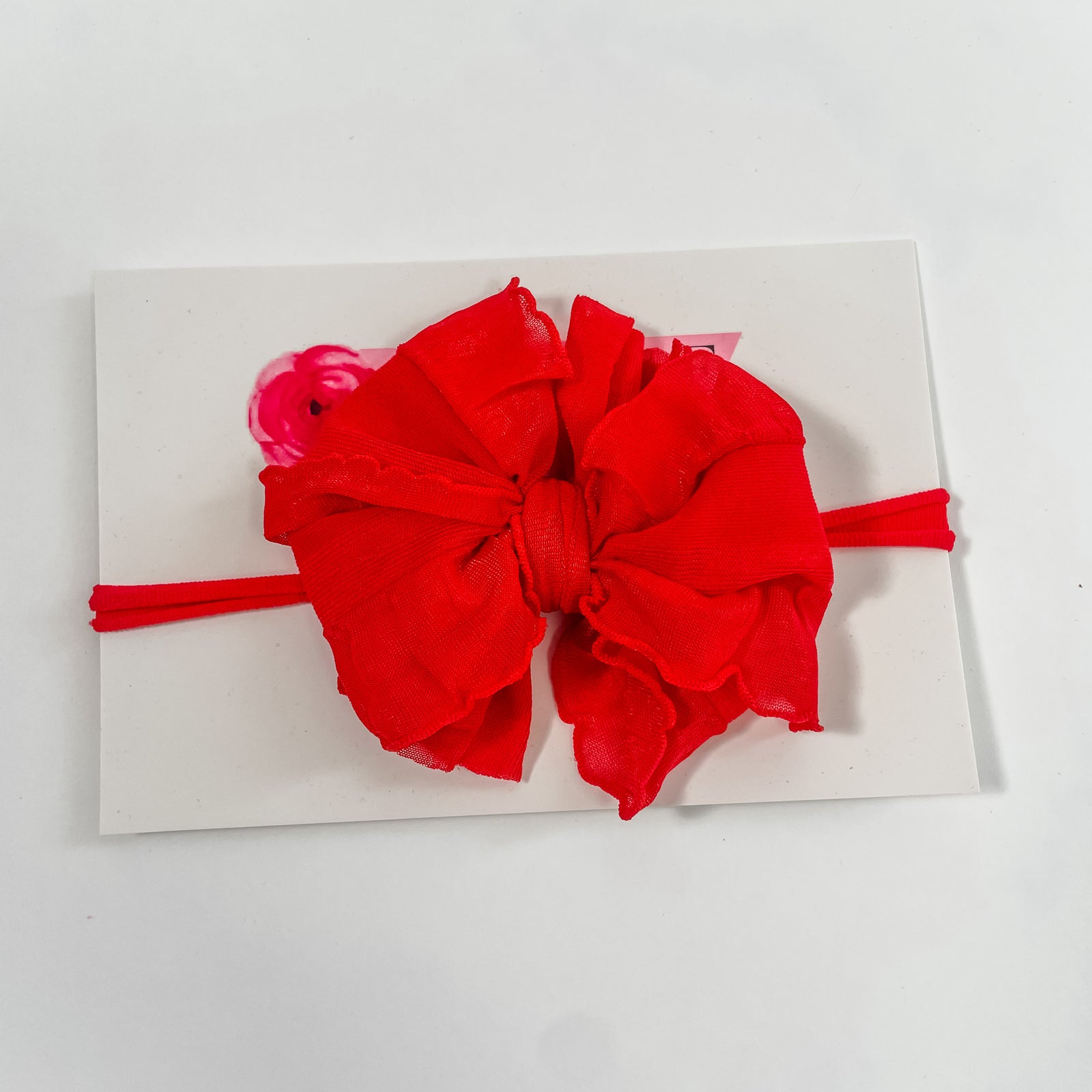 Skinny Mini Ruffle Headband - Bright Red