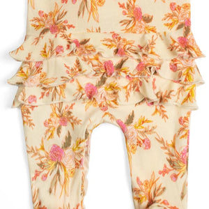 Milkbarn Organic Ruffle Zipper Footed Romper / Vintage Floral
