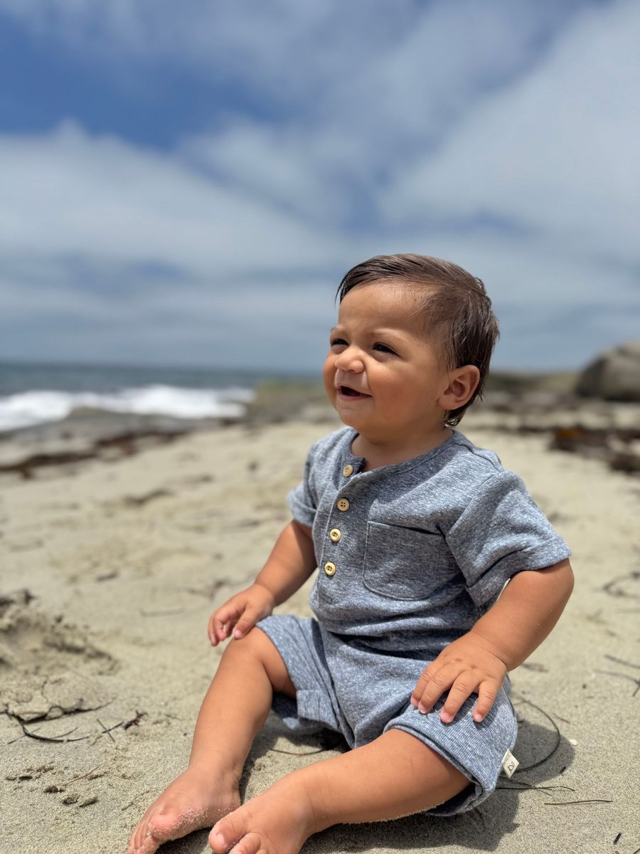 Me & Henry Camborne Henley Romper / Heathered Navy