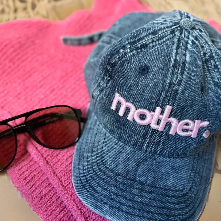 Embroidered Dad Hat - Mother / Washed Denim