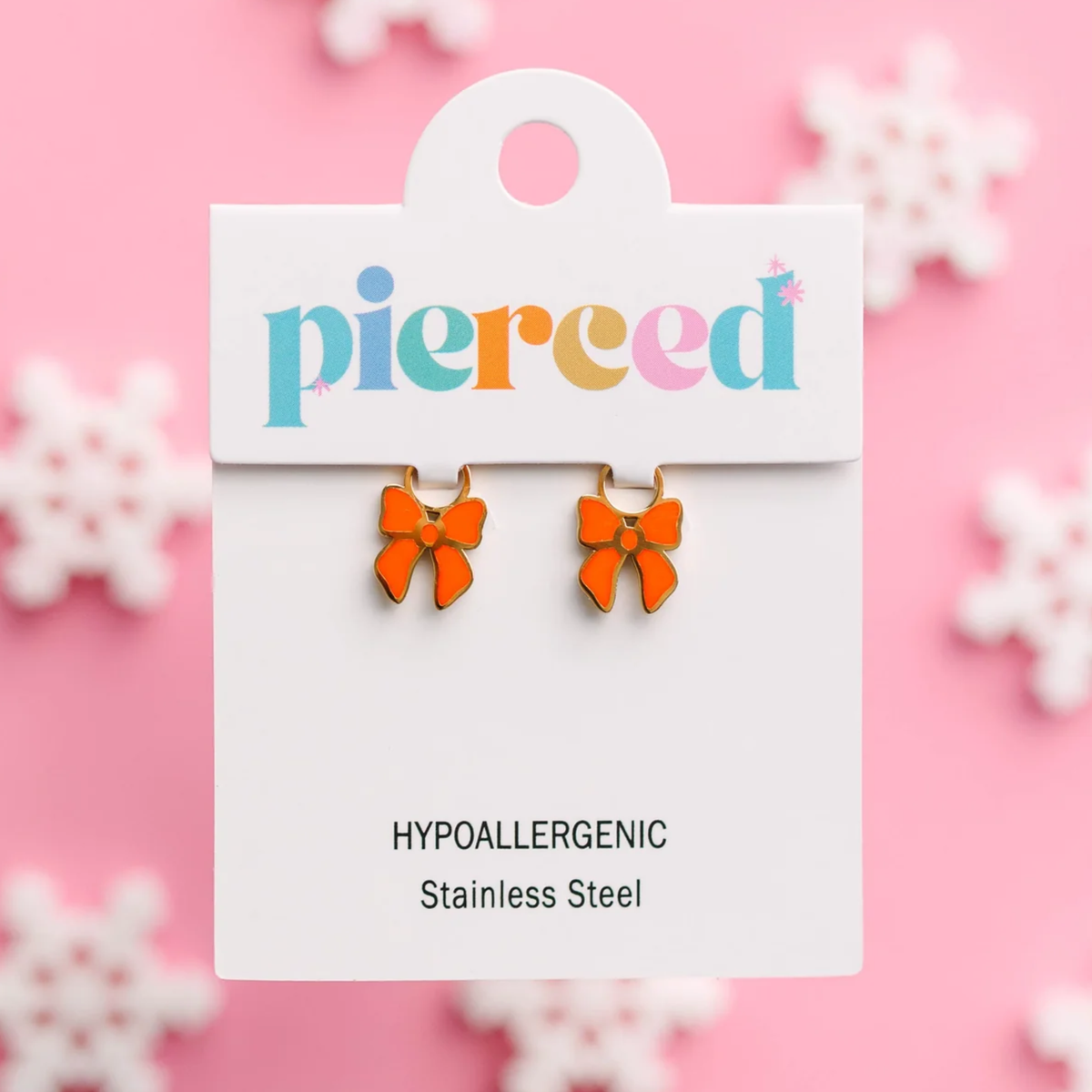 Pierced Red Bow Earring Charms