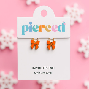 Pierced Red Bow Earring Charms