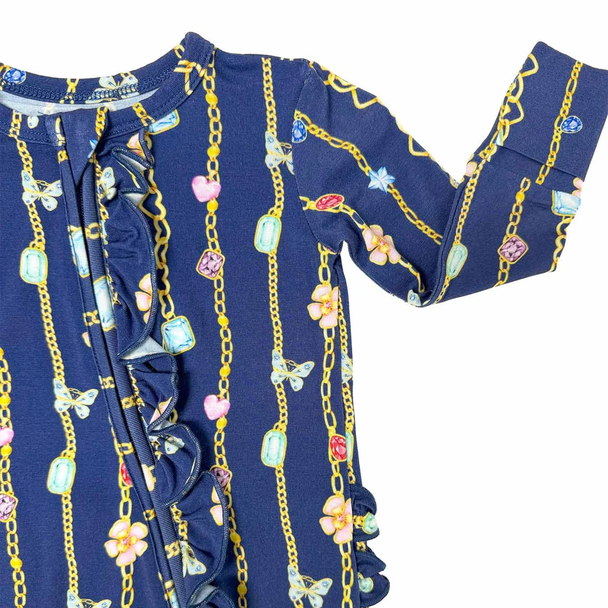 Lev Baby Ruffled Zippered Footie / Zara Jewelry