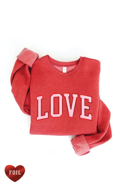 LOVE Foil Cranberry Heather Graphic Sweatshirt