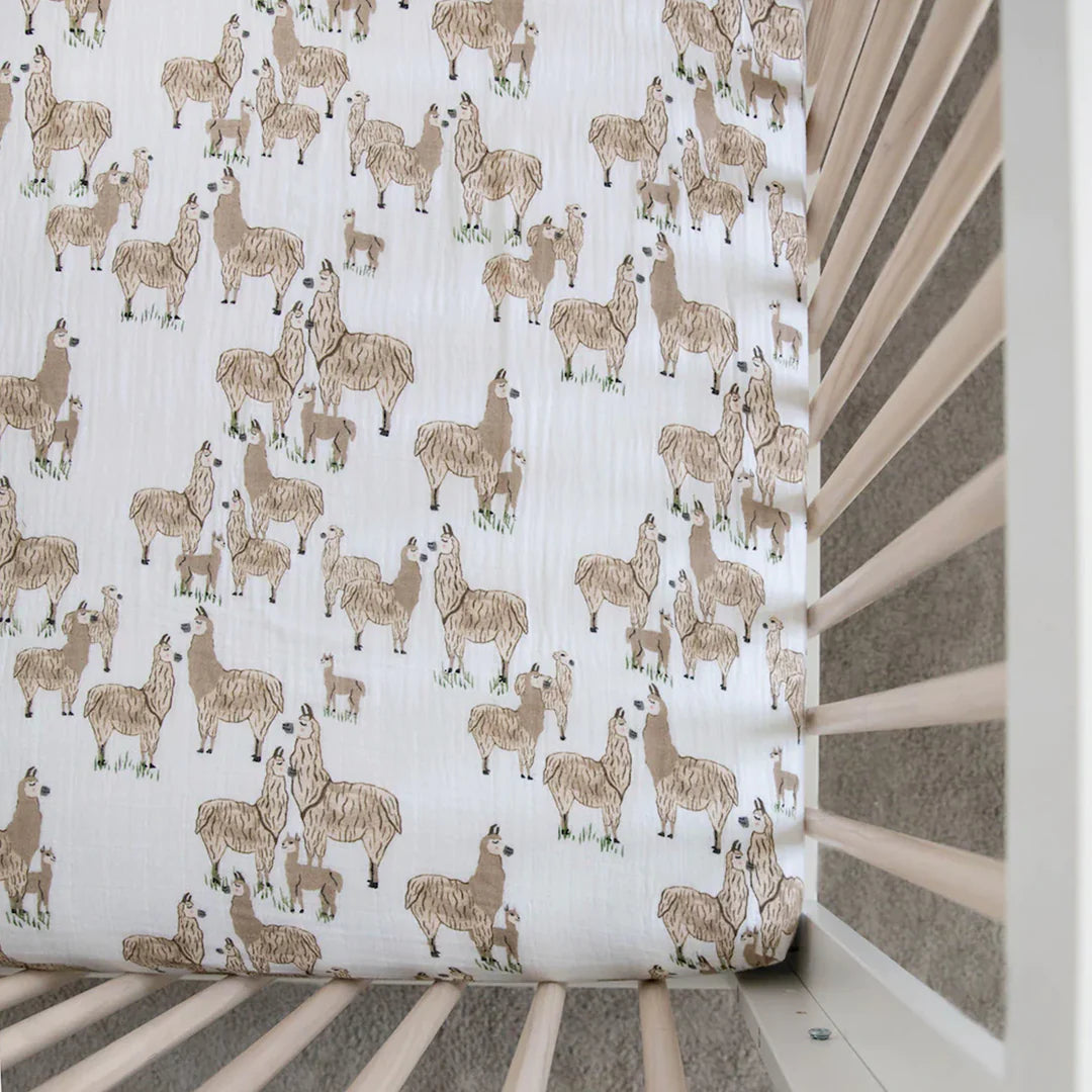 Little Unicorn Cotton Muslin Crib Sheet / Llama Llama