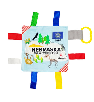 State Crinkle Square Tag Sensory Toy / Nebraska